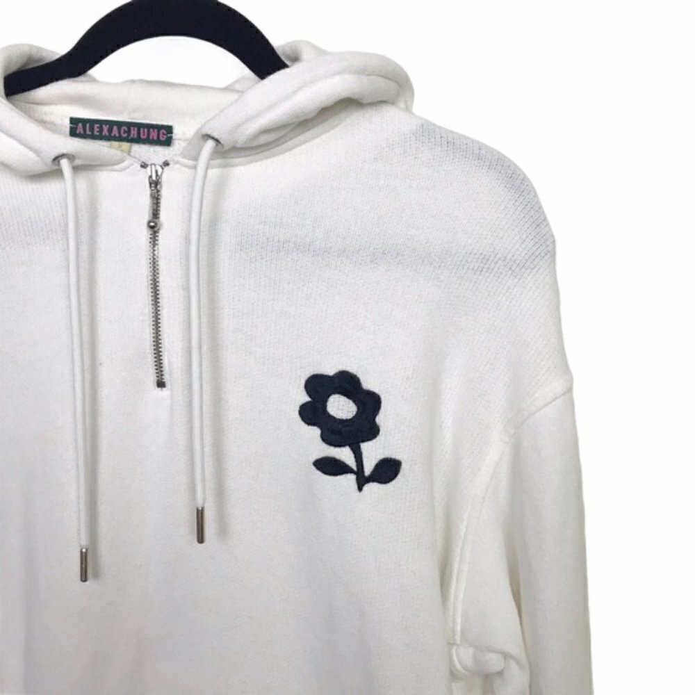 Alexa Chung White Flower Hoodie Sweater - Picture 4 of 8